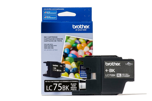 Brother Printer LC752PKS 2 Pack of LC-75BK Cartridges Ink - Retail Packaging