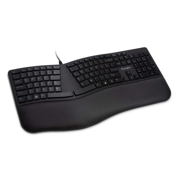Kensington Pro Fit Ergonomic Wired Keyboard- Black (K75400US)