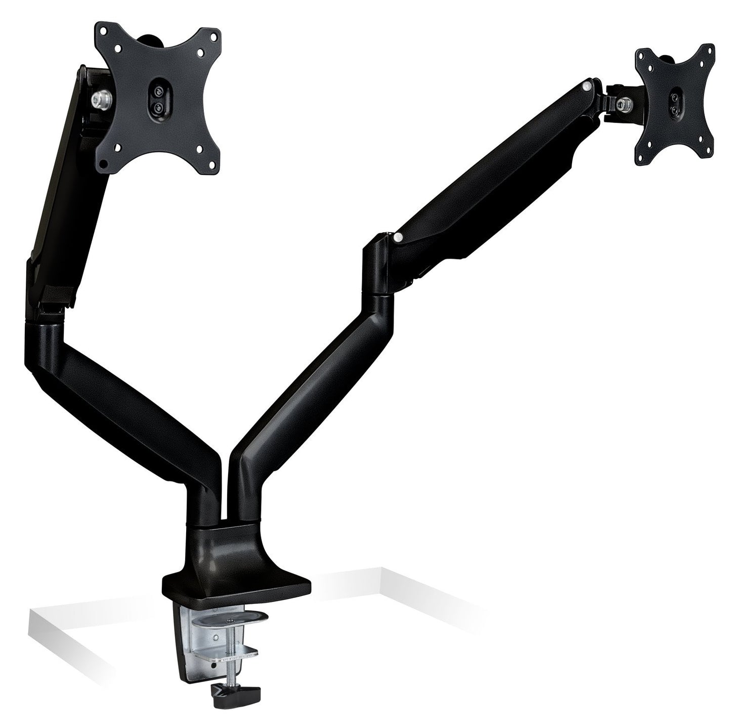 Mount-It! Dual Monitor Stand | Height Adjustable Dual Monitor Desk Mount | Mount Computer Monitors up to 32 Inches | VESA Mount 75x75 and 100x100, 20 Lb Capacity Each Arm, Black (MI-1772B)