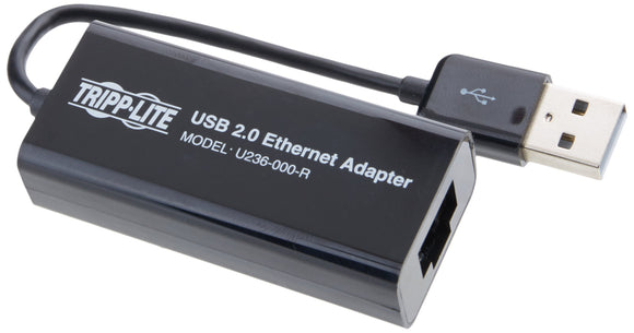 TRIPP LITE USB 2.0 Hi-Speed to Ethernet NIC Network Adapter, 10/100 Mbps, Black