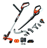The WORX WG951.2 Combo kit Comes with The WORX WG160 10-Inch Trimmer, The WG545.1 WORX AIR Blower/Sweeper, one WA3525 20V Battery and WA3732 Battery Charger