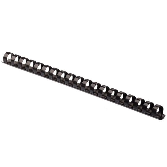 Fellowes Plastic Comb Binding Spines, 1/2 Inch Diameter, Black, 90 Sheets, 25 Pack (52323)