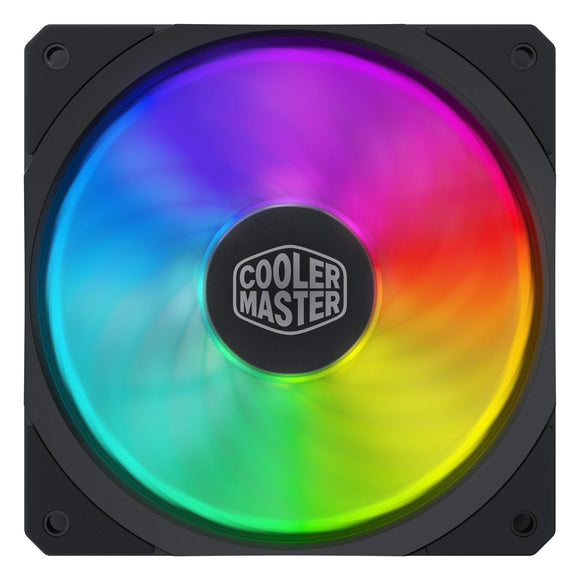 Cooler Master MasterFan SF120R ARGB 120mm Square Frame Fan w/ 8 Independently-Controlled Addressable RGB LEDs, Hybrid Blade Design, Cable Management and PWM Control Fan