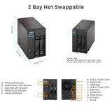 ASUSTOR AS6302T, 2 Bay NAS (Diskless) Intel Celeron Dual-Core 2.0GHz Processor, 2GB DDR3L RAM