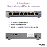 NETGEAR 8-Port Gigabit Ethernet Smart Managed Plus Switch (GS108Ev3) - Desktop, and ProSAFE Lifetime Protection