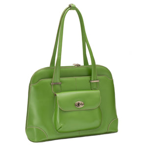 McKlein 96651 USA Avon 15" Leather Ladies' Laptop Briefcase Green
