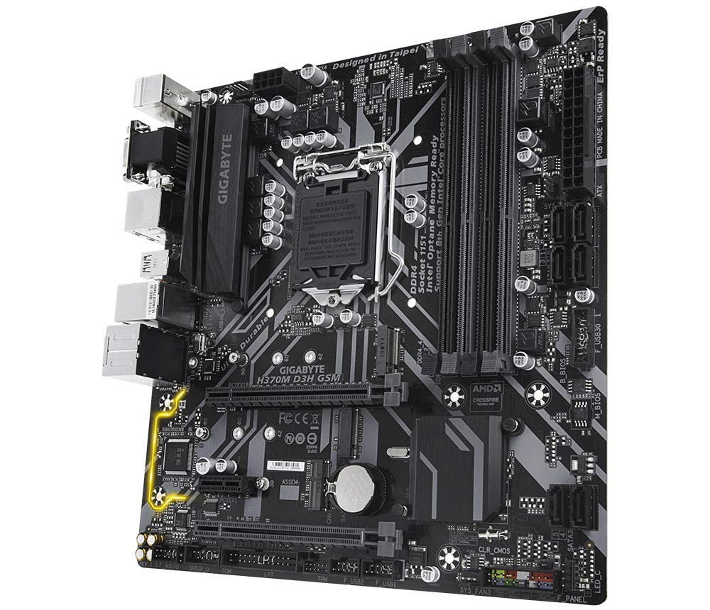 GIGABYTE H370M D3H GSM (LGA1151/Intel/Micro ATX/Hybrid Digital PWM Design/DDR4/USB 3.1 Gen 2 (USB3.1) Type C and Type A/M.2/Motherboard)