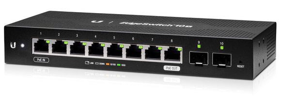 Ubiquiti EdgeSwitch 10X, 10-Port Gigabit Switch with Poe Passthrough (ES-10X)