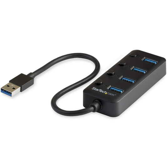 StarTech.com USB 3.0 Hub - 4X USB-A Ports with Individual On/Off Switches - Bus Powered - Portable - USB Splitter - USB Port Expander (HB30A4AIB)