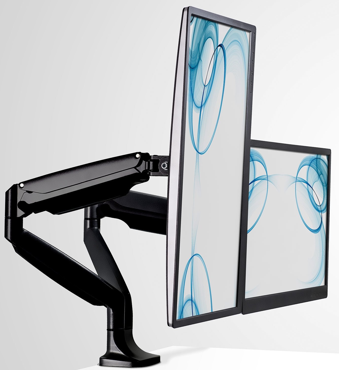 Mount-It! Dual Monitor Stand | Height Adjustable Dual Monitor Desk Mount | Mount Computer Monitors up to 32 Inches | VESA Mount 75x75 and 100x100, 20 Lb Capacity Each Arm, Black (MI-1772B)