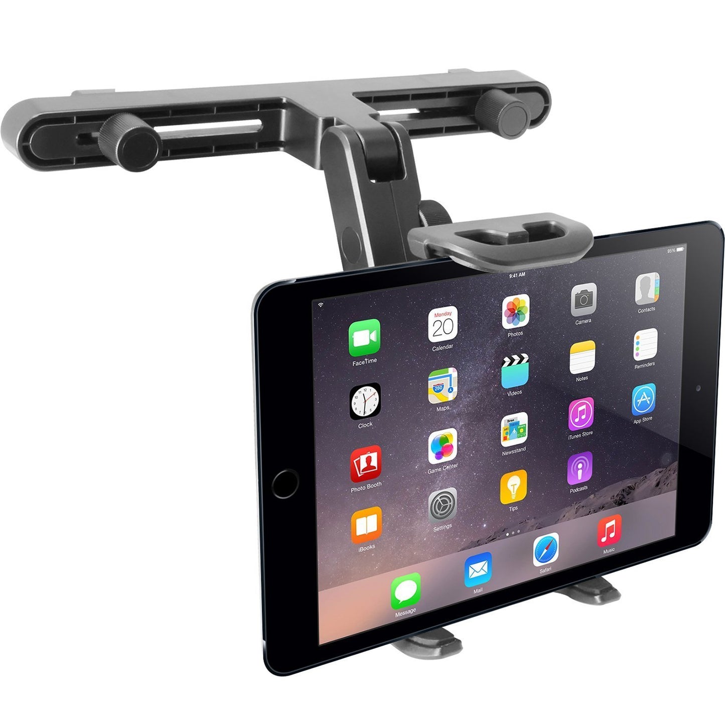 Macally Adjustable Car Seat Headrest Mount and Holder for Apple iPad Air/Mini, Samsung Galaxy Tab, Kindle Fire, Nintendo Switch, and 7" to 10" Tablets (HRMOUNT)