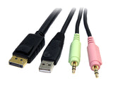 StarTech.com 6ft 4-in-1 USB DisplayPort® KVM Switch Cable w/Audio & Microphone (DP4N1USB6)
