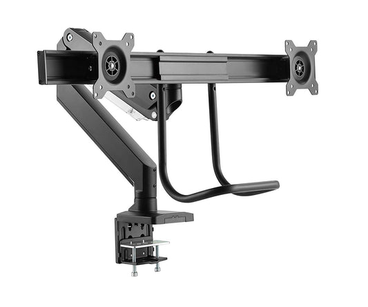 Amer Mounts | 17"-32" LCD LED Monitor | Heavy-Duty Gas Spring Dual Monitor Arm with Handle | Clamp, Grommet | HYDRA2HD1B