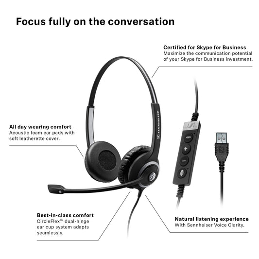 Samsung SC 260 USB MS II (506483) - Single-Sided Business Headset | for Skype for Business, Softphone, and PC | with HD Sound, Noise-Cancelling Microphone (Black)