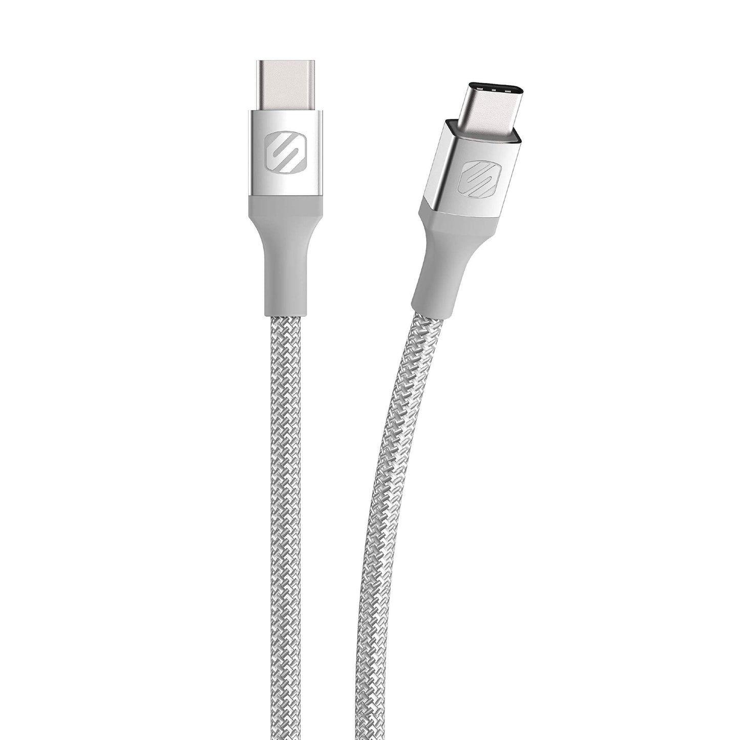 SCOSCHE CCB10SR-SP Strikeline Premium USB-C to USB-C Charge & Sync Braided Cable 10-ft. Silver