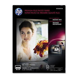 HP Premier Plus Photo Paper -for Inkjet Print -Letter -8.50"x11" -300 g/m -Glossy -1/Pack -White