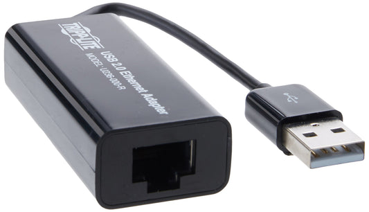 TRIPP LITE USB 2.0 Hi-Speed to Ethernet NIC Network Adapter, 10/100 Mbps, Black