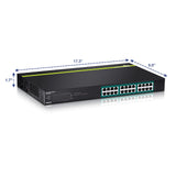 TRENDnet 24-Port Gigabit PoE+ Switch, TPE-TG240G, 24 x Gigabit PoE+ Ports, 370W Power Budget, 48 Gbps Switch Capacity, Rack Mount Kit Included, Ethernet Network Switch, Metal, Lifetime Protection