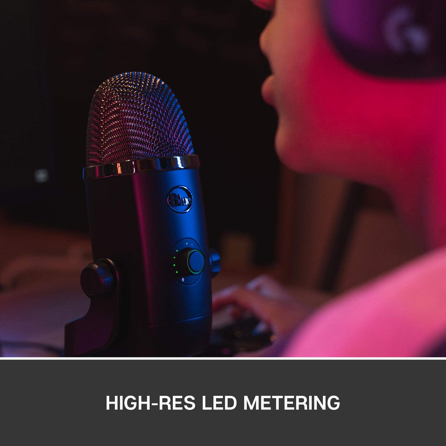 Blue Microphones Yeti x Professional Condenser USB Microphone with High-Res Metering, LED Lighting & Vo!Ce Effects for Gaming, Streaming & Podcasting On PC & Mac