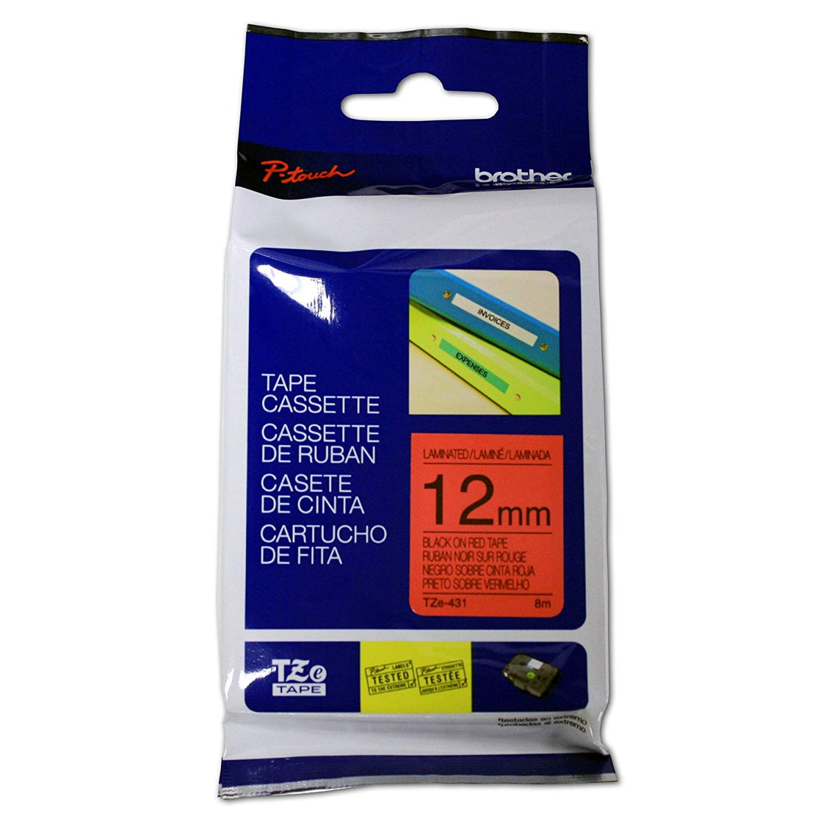 Brother 12mm (Black on Red) Laminated Tape for (Pt-5309200dx36009600)
