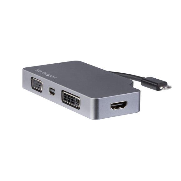 StarTech.com USB C Multiport Video Adapter - Space Gray - USB C to VGA/DVI/HDMI/mDP - 4K USB C Adapter - USB C to HDMI Adapter (CDPVDHDMDP2G)