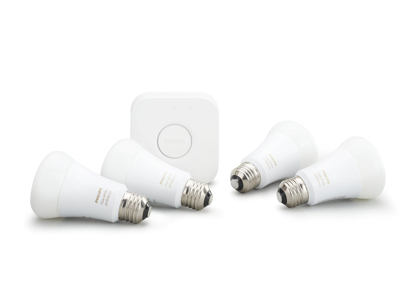 Hue Ambiance A19 Starter Kit 4 Pack (Compatible with Amazon Alexa, Apple Home Kit and Google Assistant)