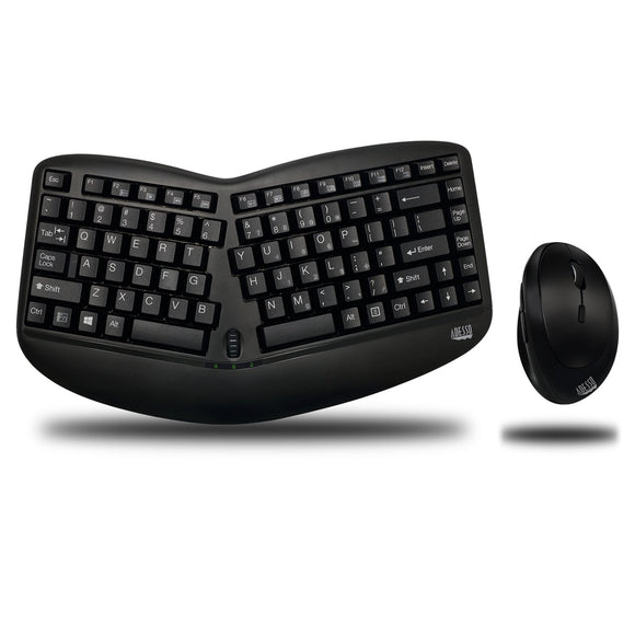 Adesso WKB-1150CB Easytouch Desktop Multimedia Keyboard and Mouse Combo-Wireless Wave Combo -Curved Comfort, Black