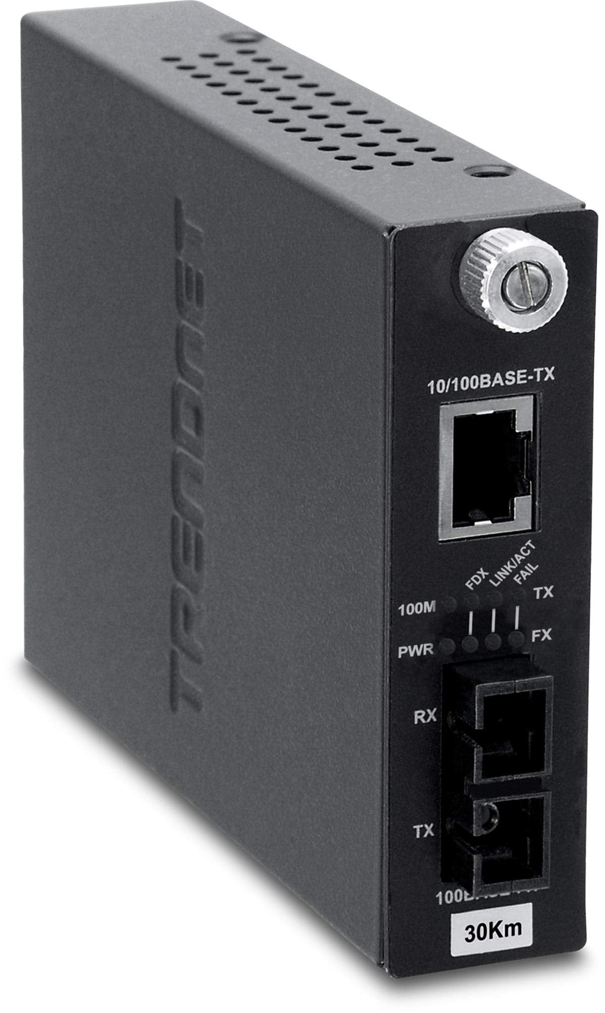 TRENDnet Intelligent 1000Base-T to 1000Base-LX/SX Single Mode SC Fiber Media Converter (20KM, 12.4Miles), Fiber to Ethernet Converter, SC Type Fiber Port, RJ-45,Lifetime Protection, TFC-1000S20