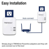 TRENDnet Powerline 1300 AV2 Adapter Kit, Includes 2 x TPL-422E Adapters, IEEE 1905.1 & IEEE 1901, Gigabit Port, Range Up to 300m (984 ft.), TPL-422E2K