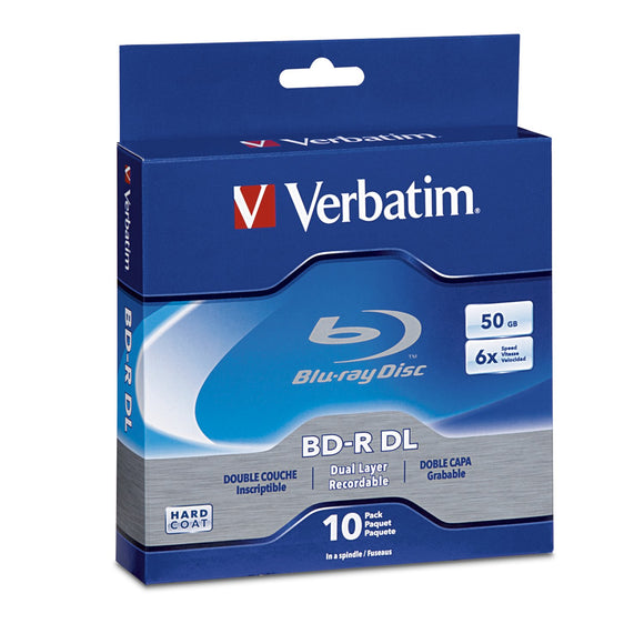 Verbatim BD-R 50GB 6X Blu-ray Recordable Media Disc - 10 Pack Spindle