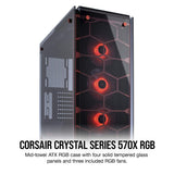 CORSAIR CRYSTAL 570X RGB Mid-Tower Case, 3 RGB Fans, Tempered Glass - Red