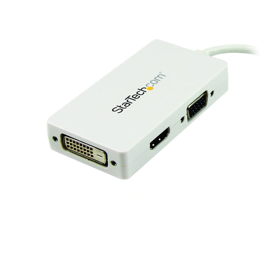 StarTech.com Travel A/V Adapter: 3-in-1 Mini DisplayPort to VGA DVI or HDMI Converter - White (MDP2VGDVHDW)
