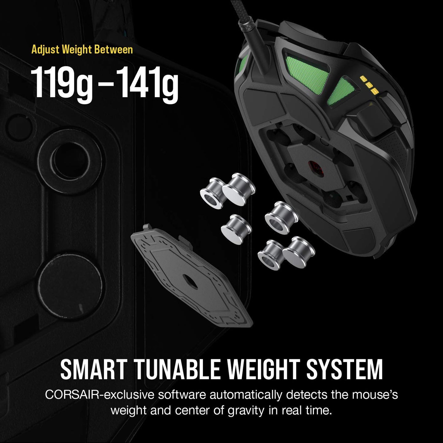 Corsair Nightsword RGB, Performance Tunable FPS/MOBA Gaming Mouse, Black, Backlit RGB LED, 18000 DPI, Optical