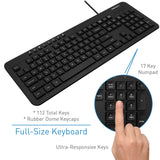 Macally USB Wired Keyboard for PC, Desktop Computer, Laptop, Notebook, ChromeBook - Ultra Slim Full Size Keyboard with Numeric Keypad - Compatible with Windows 10/8/7/Vista/XP, etc.