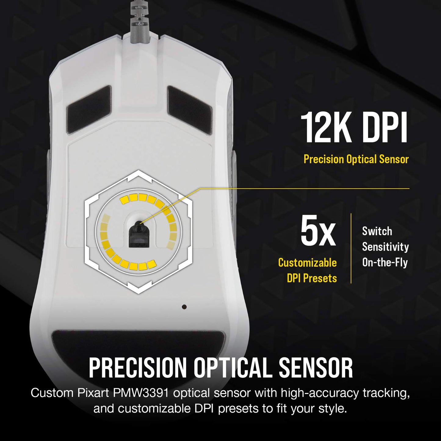 Corsair M55 RGB Pro Ambidextrous Multi-Grip Gaming Mouse, White