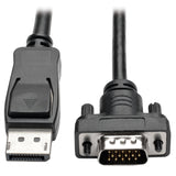 Tripp Lite DisplayPort to VGA Active Cable Adapter, DP 1.2 with Latches, DP to HD15 (M/M), DP2VGA, 1080p, 3' (P581-003-VGA-V2), Black