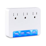 CyberPower P3WUH Multi-Hue Lighted Power Wall Tap, 3 Outlets, 4 USB Charge Ports