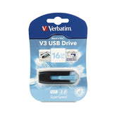 VERBATIM 16GB Store 'n' Go V3 USB 3.0 Flash Drive, Black/Blue 49176
