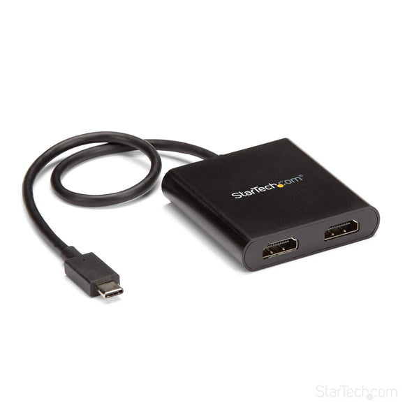 StarTech.com 2-Port USB-C to HDMI MST Hub - 4K 30Hz - Dual Monitor Video Splitter - Windows and Thunderbolt 3 Compatible (MSTCDP122HD)