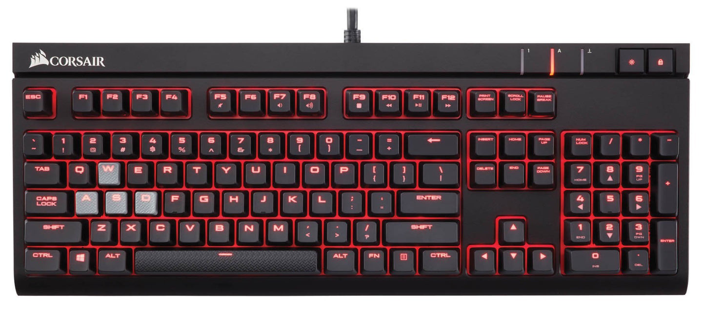 Open Box CORSAIR Strafe Mechanical Gaming Keyboard - Red LED Backlit - USB Passthrough - Linear and Quiet - Cherry MX Red Switch (Renewed)