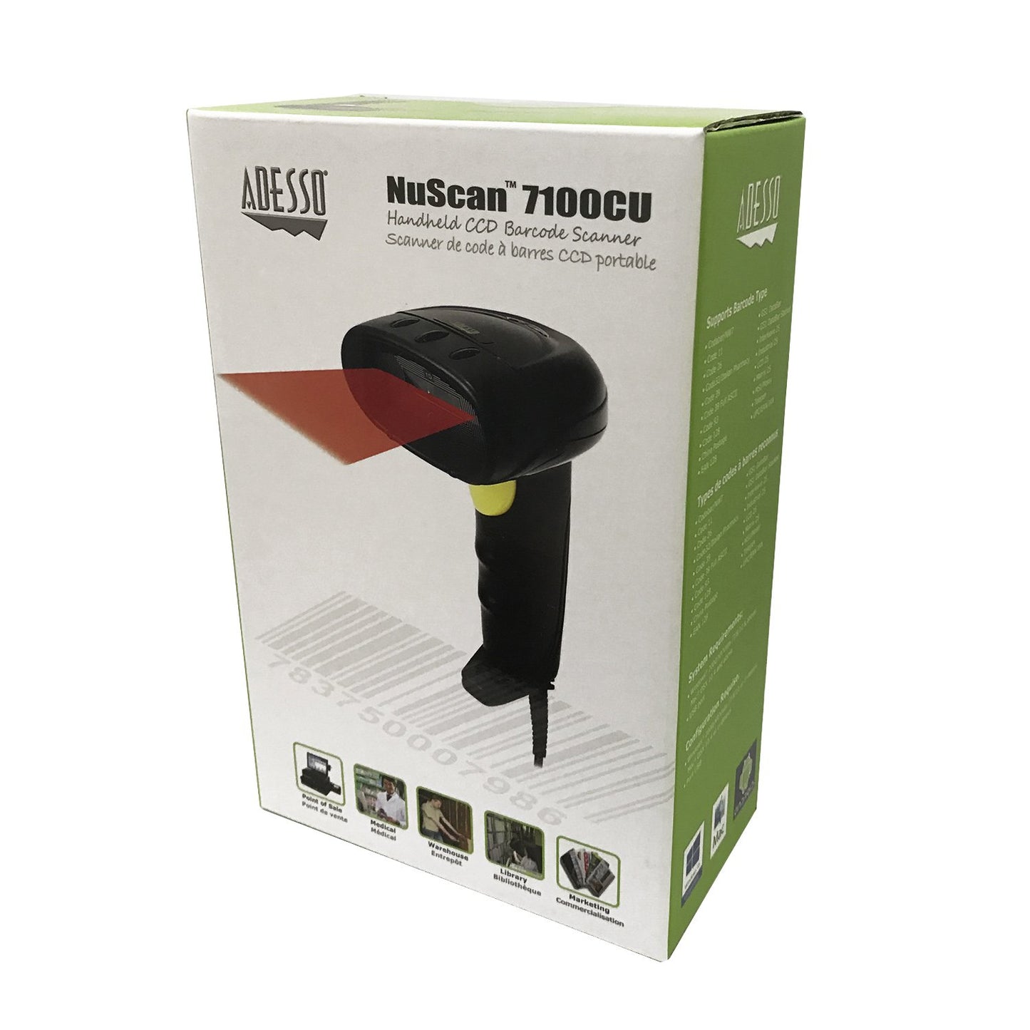 Adesso NuScan 7100CU - 1D Barcode Scanner