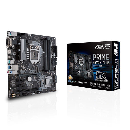 Asus Prime H370M-Plus/CSM Desktop Motherboard - Intel Chipset - Socket H4 LGA-1151 - Micro ATX - 1 x Processor Support - 64 GB D
