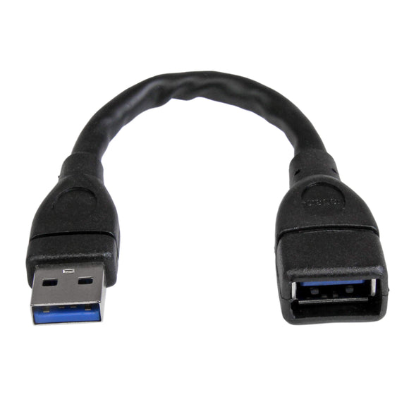 StarTech.com 6in Black USB 3.0 Extension Adapter Cable A to A - M/F - USB 3.0 Port Saver Cable - USB 3.0 Male to Female Cable - Black, 6in (USB3EXT6INBK)
