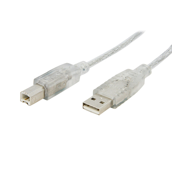 StarTech.com 6 ft Clear A to B USB 2.0 Cable - M/M - USB Cable - USB (M) to USB Type B (M) - 6 ft - Transparent - USBFAB6T