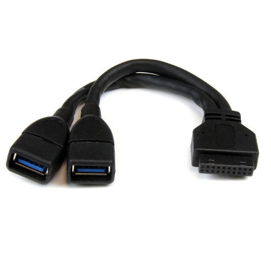StarTech.com 2 Port Internal USB 3.0 Motherboard Header Adapter Cable with Internal 20-Pin Header to 2x USB 3.0 A 6-Inch Female Adapter Cable (USB3SMBADAP6)