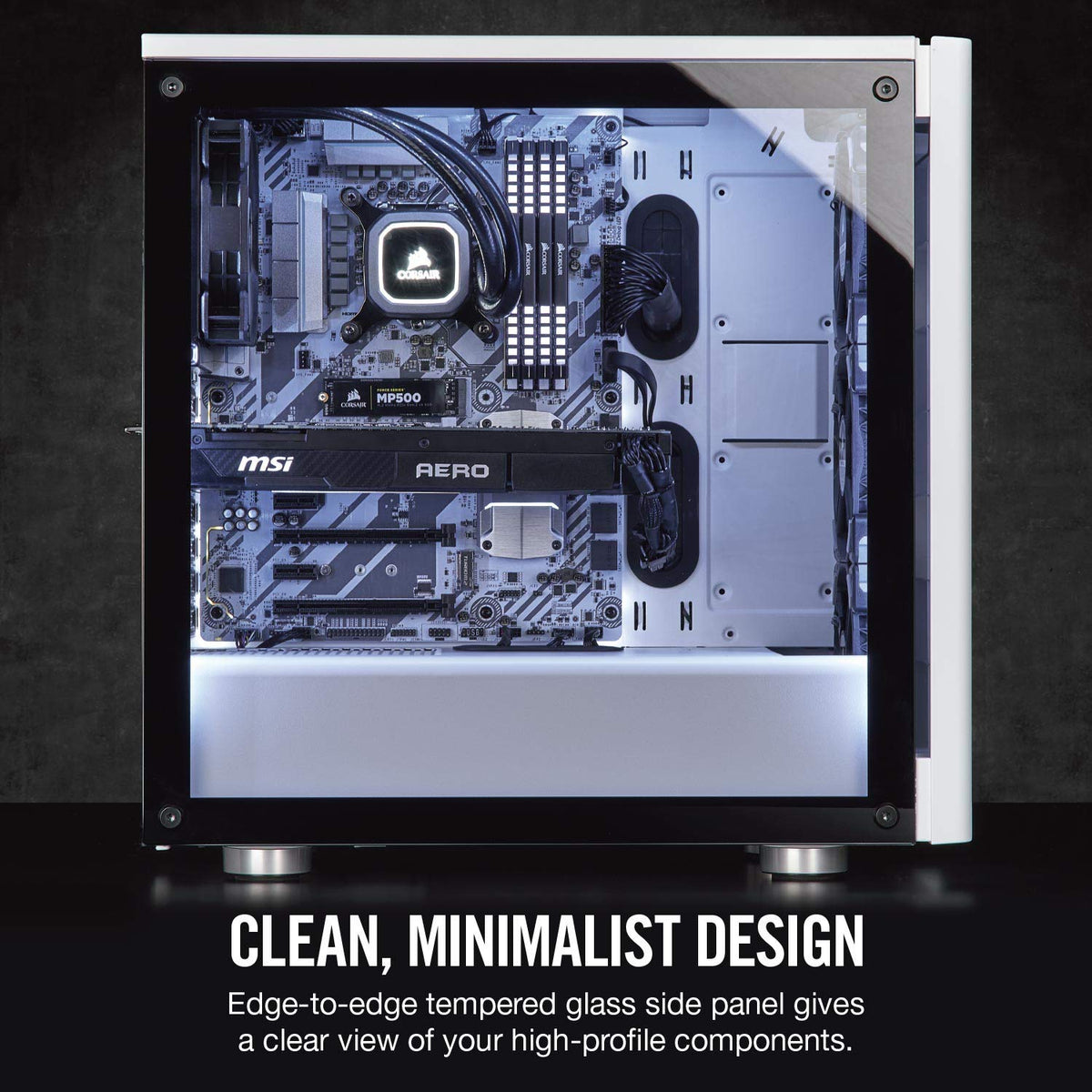 CORSAIR CARBIDE 275R Mid-Tower Gaming Case, Tempered Glass- White (CC-9011133-WW)