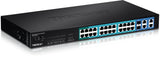 TRENDnet 24-Port PoE 10/100Mbps Ethernet and 4-Port Gigabit Web Smart Switch with 2 Shared Mini-GBIC Slots, Rack Mountable, TPE-224WS