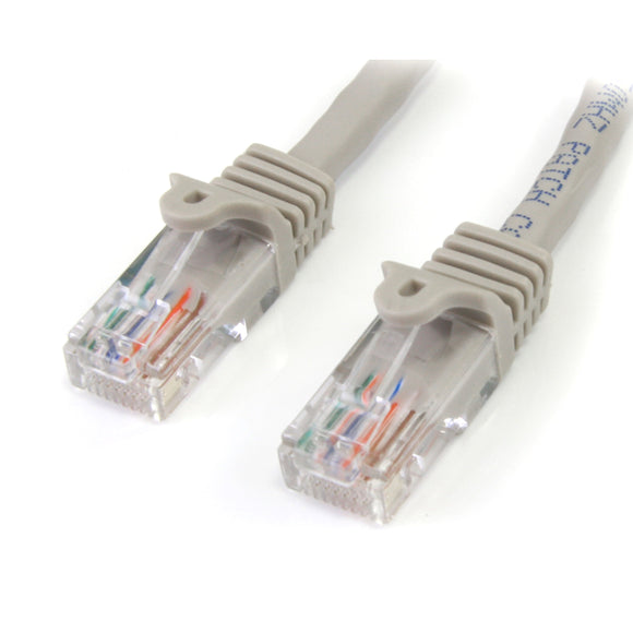 StarTech.com Cat5e Ethernet Cable - 100 ft - Gray- Patch Cable - Snagless Cat5e Cable - Long Network Cable - Ethernet Cord - Cat 5e Cable - 100ft (45PATCH100GR)