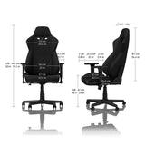 NITRO CONCEPTS S300 Gaming Chair - Stealth Black - Office Chair - Ergonomic - Cloth Cover - Up to 135kg Users - 90° to 135° Reclinable - Adjustable Height & Armrests