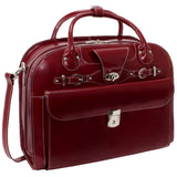 McKlein 96646 USA Roseville 15" Leather Fly-Through Checkpoint-Friendly Patented Detachable -Wheeled Ladies' Laptop Briefcase Red